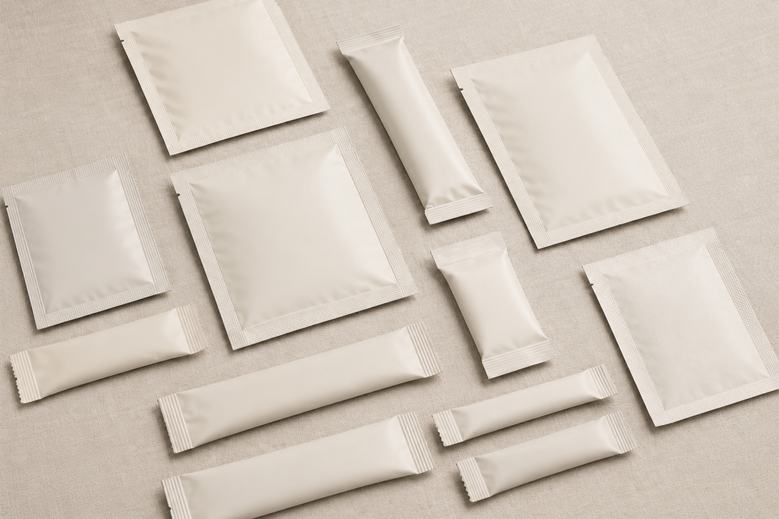 Sachets: Kompakt, hygienisch und dosiergenau – ideal für Einzelportionen, z. B. bei Nahrungsergänzungsmitteln oder Gewürzen.